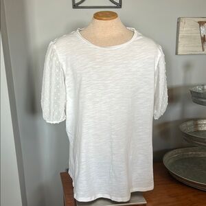 White Textured Sleeve Top